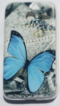 Силиконов гръб ТПУ за Alcatel OneTouch Pixi 3 3.5 OT 4009 / Idol mini 3 3.5 сив със синя пеперуда